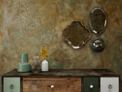 Прочное минеральное покрытие с состаренным трафаретом