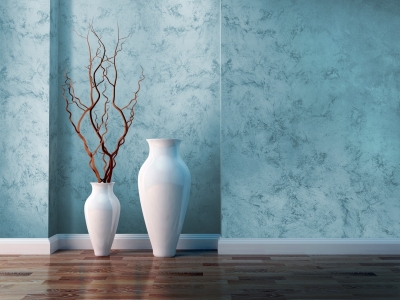 Голубой цвет стен с эффектом песчаных ветров