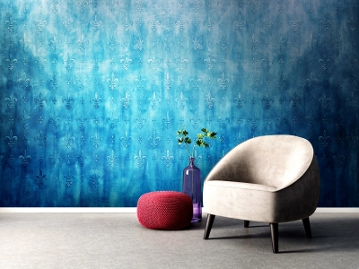 Стены в темно-синем винтажном стиле