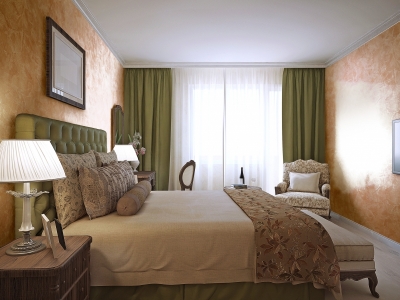 Эффект античного мрамора в спальне