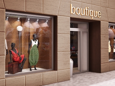 Фасад бутика с эффектом натурального камня