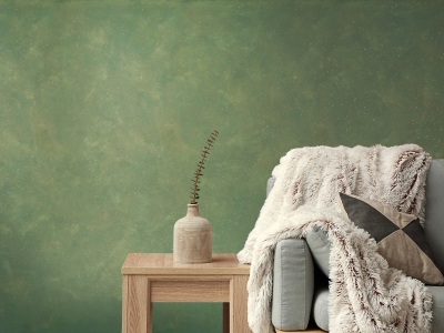 Матовое покрытие с блестками в золотисто зеленом оттенке